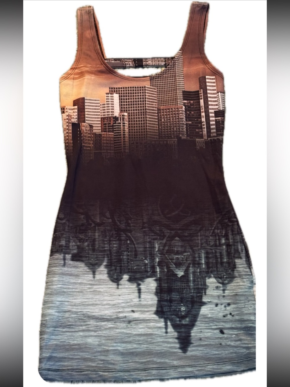 Cityscape Ombre Graphic Tank Dress